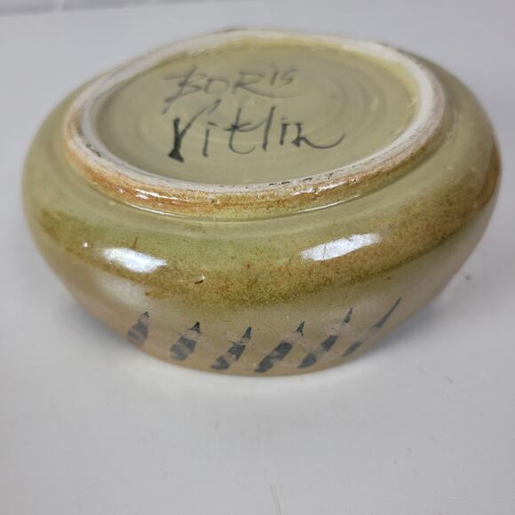 Vintage Boris Vitlin Studio Trinket Box Lid Round Ceramic Handpainted Signed - Picture 14 of 14